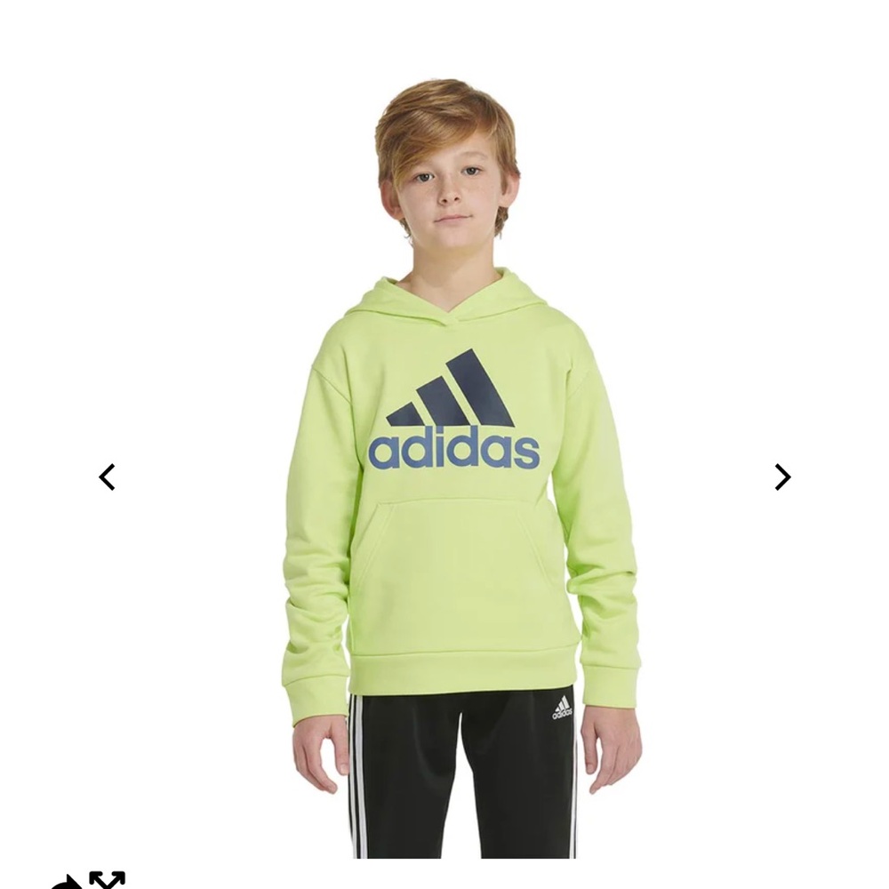 Adidas Kids' (Junior) Pullover Logo Hoodie Sweatshirt Green (IQ6088)